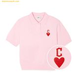  Áo Polo Crop MLB Women's Heart Crop-Fit Collar T-Shirt CLE (L.Pink) 3FPQH0243-45PKL Hồng 