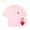 Áo Polo Crop MLB Women's Heart Crop-Fit Collar T-Shirt CLE (L.Pink) 3FPQH0243-45PKL Hồng