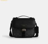  Túi Đeo Chéo Coach Racer Crossbody Bag in Signature Canvas CBG13 Đen Logo 