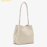  Túi Xách Michael Kors Pratt Medium Signature Logo Shoulder Bag Trắng Logo 