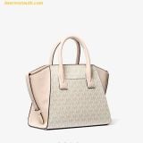  Túi Xách Michael Kors MK Avril Small Top-Zip Satchel 35F1G4VM2B Trắng Logo 