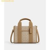  Túi Tote Vuông Coach Smith Tote Bag 24 In Signature Jacquard Light Khaki Multi CAR78 