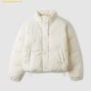  Áo Khoác Phao WHOAU High Neck Short Puffer Padding WHJPE4V15F Trắng 