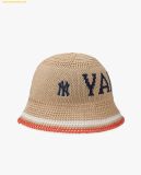  Mũ Bucket MLB Knit Crochet Bucket Hat NY Beige 3AHTK014N-50BGL 