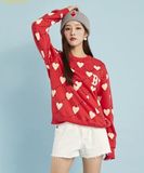  Áo Sweat MLB Heart-patterned oversized man-to-man B (Red) 3AMTH0124-43RDS 