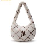 Túi Lông Đeo Vai MLB Dia Monogram Fur Hobo Bag New York Yankees D.Cream 3ABQM0836-50CRD 