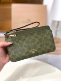  Ví Coach Double Zip Wallet In Signature Canvas CX161 - Olive 