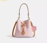  Túi Đeo Vai Coach Rowan Bucket Bag In Signature Canvas With Charms Powder Pink CEA23 