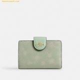  Ví Gập Coach Medium Corner Zip Wallet With Floral Print Pale Green CEC30 