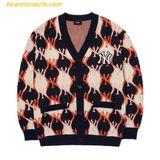  Áo Khoác Cardigan MLB Argyle Monogram New York Yankees - Màu Navy Phối Cam 