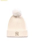  Mũ Len MLB Daily Pom Pom Beanie New York Yankees 3ABNB1556-50CRD Trắng 