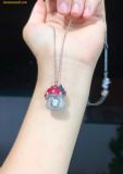  Dây Chuyền, Vòng Cổ Swarovski Alice in Wonderland pendant Mushroom, Red, Rhodium plated 5682811 