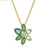  Dây Chuyền, Vòng Cổ Swarovski Gema Yellow Gold Tone Plated Green Flower Necklace 5658399 