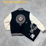  Áo Khoác Bomber New Era Varsity Baseball Jacket New York Yankees Màu Đen Tay Da 