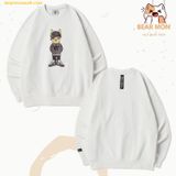  Áo Sweat Lifework Mono Hip Dog Sweatshirt Lw221Mt106 In Hình Chó Đại Ca Đội Nón - Trắng 