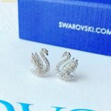  Bông Tai , Khuyên Tai Swarovski Swan stud earrings Swan, White, Rhodium plated 5647873 