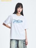  Áo Phông MLB Denim-like Big Lux Oversized Short Sleeve T-shirt NY (White) 3ATSM1453-50WHS 