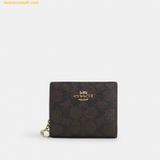  Ví Gập Coach Snap Wallet In Signature Canvas CW789 Đen Logo 