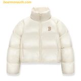  Áo Khoác Phao MLB Crop Glossy Curve Puffer Jacket Red Sox D.Cream (W) 3FDJB2046-43CRD 