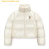 Áo Khoác Phao MLB Crop Glossy Curve Puffer Jacket Red Sox D.Cream (W) 3FDJB2046-43CRD
