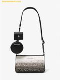  Túi Đeo Chéo Michael Kors Jet Set Small Ombre Straw Crossbody Bag with Case for Apple Airpods Pro 3in1 - Màu Đen 