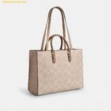  Túi Tote Coach Maggie Tote Bag In Blocked Signature Canvas Sand CY677 