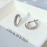  Khuyên Tai, Bông Tai Swarovski Dextera hoop earrings Pavé, Small, White, Rhodium plated 