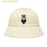  Mũ Bucket MLB Heart Cotton Dome Hat New York Yankees 3AHTD091N-50BGL Trắng Kem 