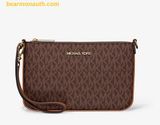  Túi Đeo Vai Michael Kors Jet Set Small Signature Logo Convertible Wristlet 35T4GTVW5V Nâu Logo 