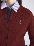  Áo Cardigan Len WHOAU Steve Cable Cardigan Đỏ 