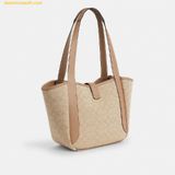  Túi Đeo Vai Coach Hadley Turnlock Tote Bag With Signature Canvas Dark Natural CAK51 