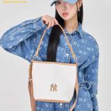  Túi Đeo Chéo MLB Korea shoulder and crossbody tote bucket bag Monogram series New York Yankees - 3ABML024N-50CRD - Trắng Kem 