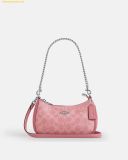  Túi Đeo Vai Coach Teri Mini Crossbody Bag In Signature Canvas CW323 Hồng Logo 