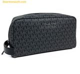 Túi Cầm Tay Michael Kors Men's Signature Logo Travel Kit Đen Logo 
