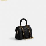  Túi Đeo Chéo Coach Tabby 19 Quilted Leather Top-Handle Bag Black CCC12 