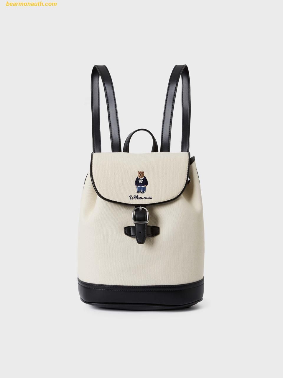  Balo WHOAU Steve Canvas Backpack Màu Trắng viền đen 