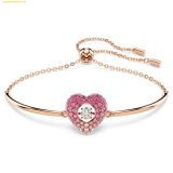  Vòng Tay, Lắc Tay Swarovski Hyperbola bangle Heart, Pink, Rose gold-tone plated 5683581 