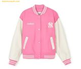  Áo Khoác Bomber MLB Women's Wool Crop Varsity Jacket A5 3FJPV0141-50PKS - Hồng 