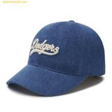  Mũ Lưỡi Trai MLB Cursive Lettering Denim Unstructured Ball Cap LA (Indigo) 3ACPVD14N-07INS 