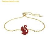  Vòng Tay, Lắc Tay Swarovski Iconic Swan Bracelet Swan, Small, Red, Gold-Tone Plated 5656841 
