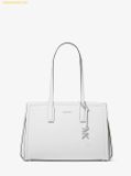  Túi Tote Michael Kors MK Laila Medium Pebbled Leather Tote Bag Màu Trắng Trơn 