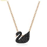  Dây Chuyền Swarovski Swan Swan pendant Swan, Small, Black, 18k rose gold finish 5204133 