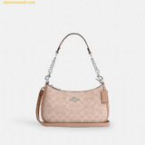  Túi Đeo Vai Coach Teri Shoulder Bag In Signature Canvas CV933 Silver 