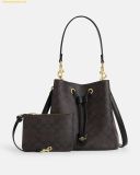  Túi Bucket Coach Rowan Bucket Bag In Signature Canvas Dark Brown 