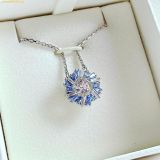  Dây Chuyền Swarovski Idyllia pendant Mixed cuts, Flower, Blue, Rhodium plated 5680013 