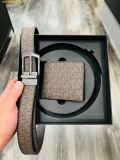  Ví Nam Michael Kors Signature Logo Billfold Wallet and Belt Gift Set Brown Black 36S4LGFF6B 