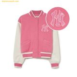 Áo Khoác Bomber MLB Women's Wool Sleeveless Crop Varsity Jacket NY (Hồng) 3FJPV0134-50PKS 