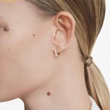  Bông Tai, Khuyên Tai Swarovski Matrix hoop earrings Round cut, White, Rose gold-tone plated 5690669 