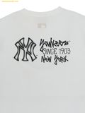  Áo Phông MLB Basic Back Street Logo Oversized Short Sleeve T-shirt New York Yankees 3ATSB0863-50WHS White 