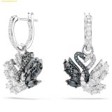  Bông Tai, Khuyên Tai Swarovski Swan drop earrings Swan, Black, Mixed metal finish 5705728 